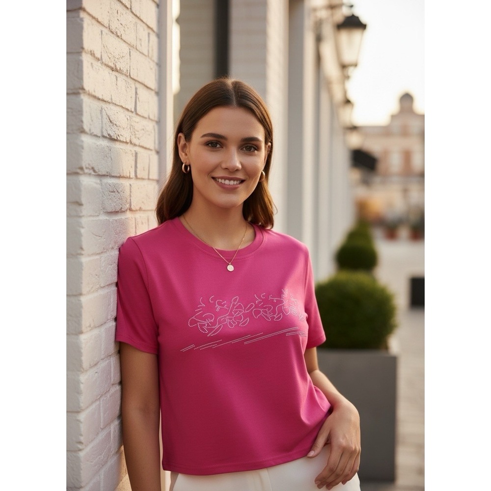 Zara Women's Top Snoopy's Friends In pink Bedazzled